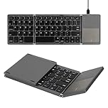 SOPPY Foldable Bluetooth Keyboard with Touchpad, USB Rechargeable Portable Mini Wireless Keyboards, Tri-Folding Keyboard for Mac, IOS, Android, Windows, PC, Tablet, Laptop, Smartphone