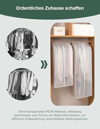 PEIFENG TUNAN Transparente Kleidertasche, staubdichte Abdeckung, mottensichere Schienenabdeckung, Aufbewahrung, Manteltasche mit Reißverschluss, PEVA (Transluzent, 90 * 60 * 50)