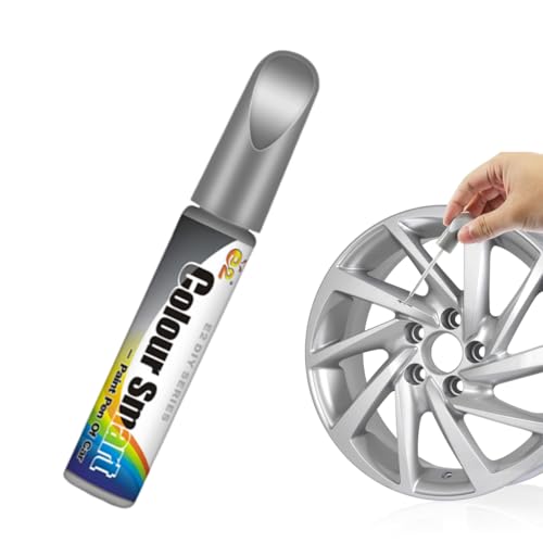 WUSJCOF Stylo de réparation pour voiture, réparation de peinture automobile, convient pour réparer les rayures et les pertes de peinture sur les roues de voiture, moto et vélo (argenté)