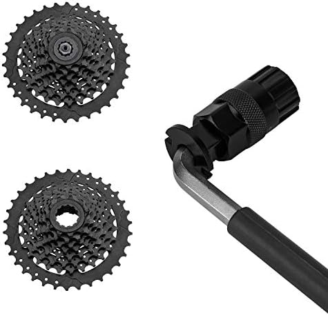 QKURT Bike Chain Tool Kits, Bicycle Cassette Removal Tool+Auxiliary Wrench+Cassette Lockring Tool with Pin+Sprocket Remover-Black