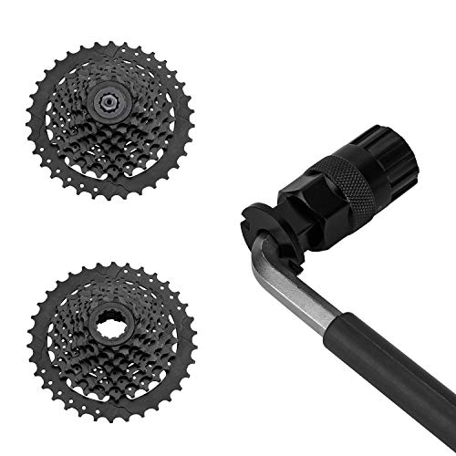 QKURT Chain Whip Tool Kit, Bicycle Cassette Removal Tool+Auxiliary Wrench+Cassette Lockring Tool with Pin+Sprocket Remover-Black - Thumbnail 4