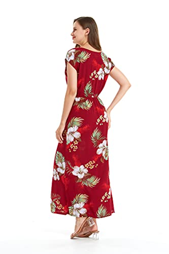 Image of Matchable Family Hawaiian Luau Men Women Girl Boy Clothes in Pineapple Garden Burgundy
