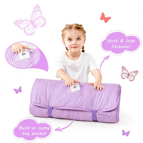 Image of Lasoftan Toddler Nap Mat with Pillow and Blanket, Extra Large Rolled Napping Mats,Slumber Bags for Boys Girls,Kids Sleeping Bag for Daycare, Preschool Travel Camping