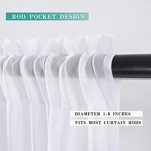 Miulee Short Sheer Curtains 30 Inch Length For Kitchen Bathroom Cafe Half Window Treatment, Rod Pocket Tier Curtains 2 Panels, 29X30 Inches Long, White #TOP1