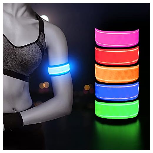 Ezer Running Lights for Runners - 2 Pcs LED Armband, Night Running LED Wristbands for Joggers, Pet Owners, Students (Blue)