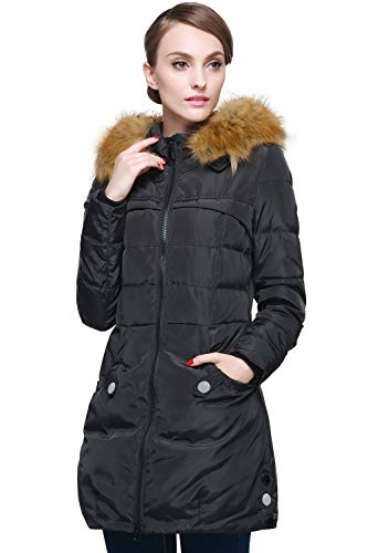 Orolay Women's Down Jacket With Faux Fur Trim Hood Black M #TOP3