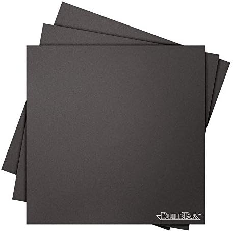 BuildTak 3D Printing Build Surface, 8" x 8" Square, Black (Pack of 3)