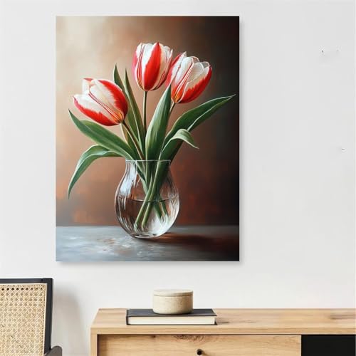Cadeau femme original avec ce kit peinture numéro adulte fleur de 70x100cm
