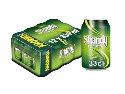 Shandy Cruzcampo cerveja limão pack lata - embalagem de 12 x 330 ml (total: 3960 ml)