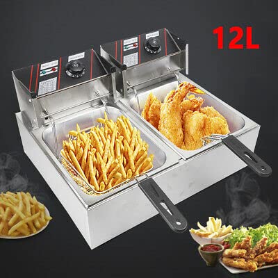 12L Doppel Friteuse Profi Edelstahl Frittöse 5000W Kaltzonen