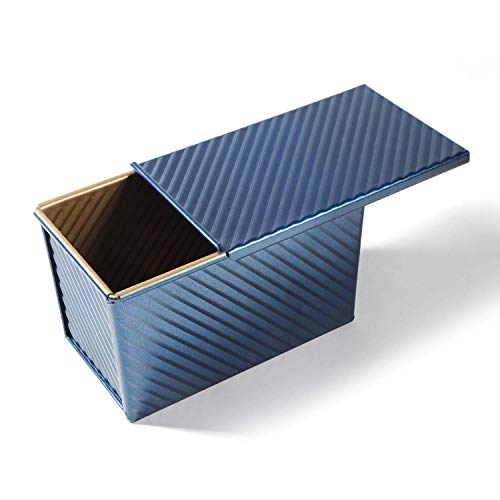 1A1A Pullman Loaf Pan With Lid Bread Mold Toast Box With Cover For Baking Non Stick Gold Blue Aluminum Alloy,Bread Tin For Homemade Cakes, Breads And Meatloaf… (Blue) #TOP12