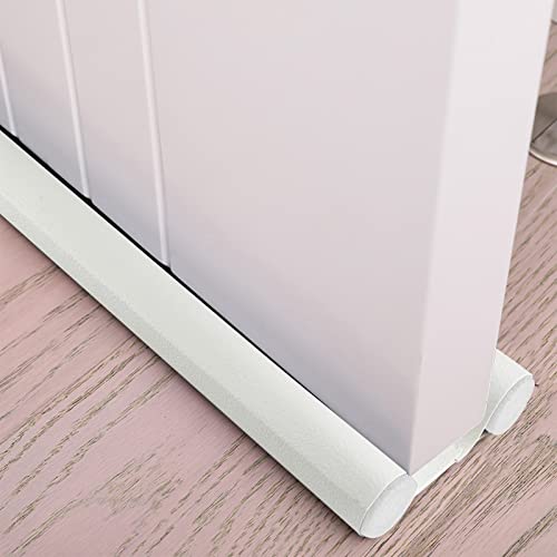 Gvolatee Tochtstopper, windstopper, met dubbele afdichting, 96 cm, deurafdichting, op maat te snijden, effectief tegen tocht, lawaai, kou en insecten, schuimkatoen, wit, 1 stuk - Image 4