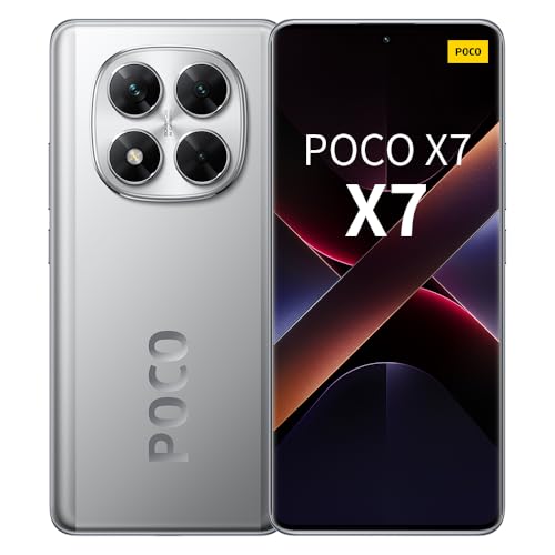 Xiaomi POCO X7 Smartphone, 12GB+512GB, Silver, 50MP Main Camera with OIS, 5110mAh Battery, IP68 (No Charger Included), 2 Year Warranty