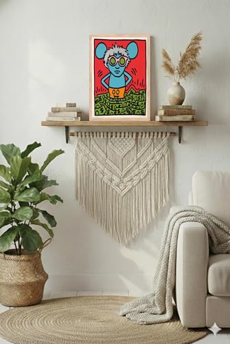Image of BLINKART Basqiat Aesthetic Modern Art Walls With Frame | Natural Wood Texture | Living Room Bedroom Office Wall Decoration | Poster Home Decor Frames Wall Bedroom | 12x8 Inches (D453)