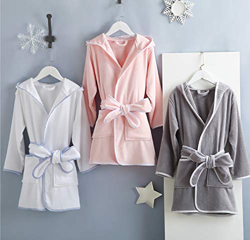 Deley Kids Girls Boys Cotton Soft Shawl Robe Hooded Bathrobe After Swimming Dressing Gown Gray #TOP5