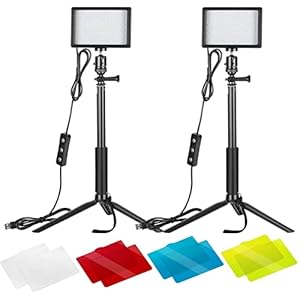 Neewer 2er-Pack dimmbares 5600K USB-LED-Videolicht mit verstellbarem Stativ und Farbfiltern für Tisch- / Kleinwinkelaufnahmen, Zoom-/Videokonferenzbeleuchtung/Spielestreaming/YouTube-Videofotografie