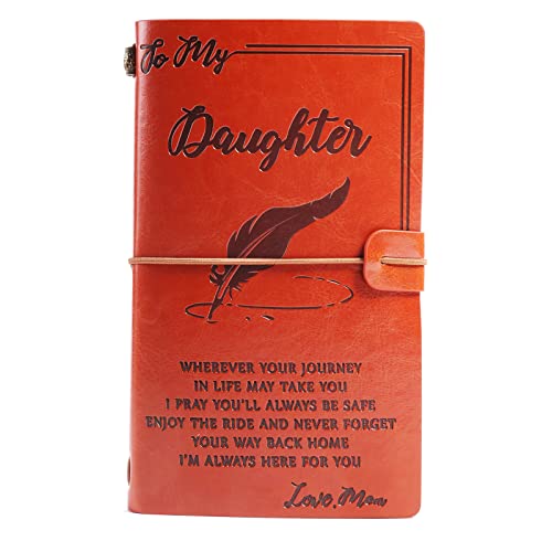 To Daughter Leather Journal From Mom-Refillable Notebooks Travel Writing Diary Handmade Journals Sketch Book Personality Note Book Graduation Back To School Birthdays Gift 7.9"X4.7" #TOP4