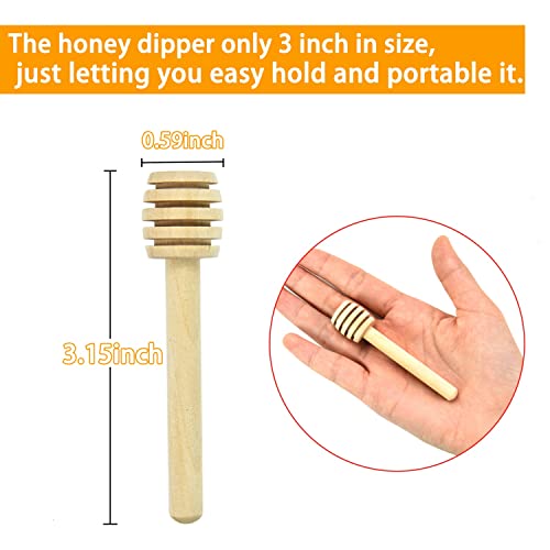 WEFOO 100 PCS Wooden Honey Dipper Sticks, 3 Inch Honey Sticks Mini Honeycomb Sticks, Mini Honey Dipper Honey Stirrers for Honey Jar Dispense Drizzle Honey and Wedding Party Favors Gift
