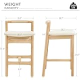 Boho Bar Stools - Modern Solid Wood & Linen Fabric