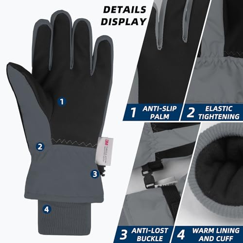 AMYIPO Kids Winter Snow Ski Gloves Children Snowboard Gloves for Boys Girls - Thumbnail 2