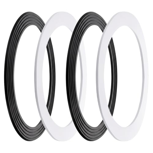 4 PCS Silicone Sink Strainer Seal Kit, 2 O-Rings Gasket with 2 Seal Ring Washers Seal Sink Seal Gasket Accessory for 3-1/2 Inch Drains, No Plumber's Putty Required(Black, White)