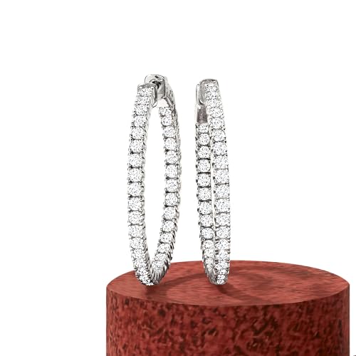 Ross-Simons 3.30 ct. t.w. CZ Inside-Outside Hoop Earrings in Sterling Silver3