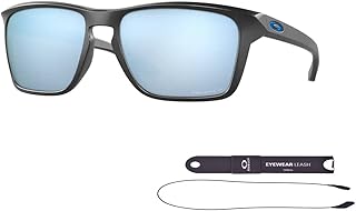 Sylas OO9448 944817 57MM Matte Black / Prizm Deep Water Polarized Rectangle Sunglasses for Men + BUNDLE With Oakley Accessory Leash + Designer iWear Kit