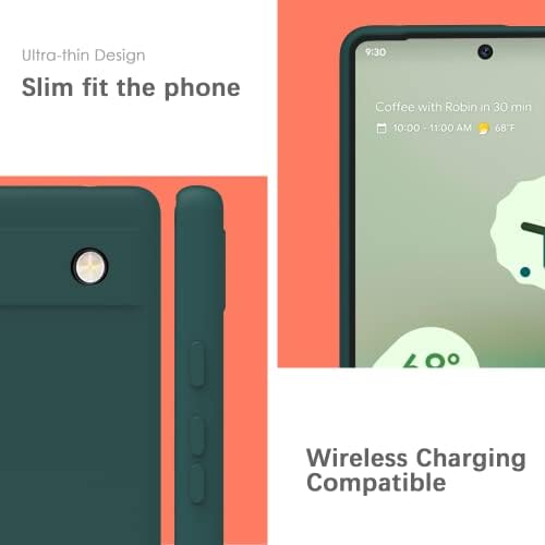 YATWIN Silicone Case for Google Pixel 6A 5G with Screen Protector, Soft-Touch, Shockproof, DustProof, Antiskid Full Body Armour Phone Cover for Google Pixel 6A 5G - Dark Green