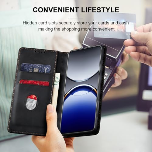 Image of Jasonyu Wallet Case for OPPO Find X8 Pro, Flip PU Leather, Black