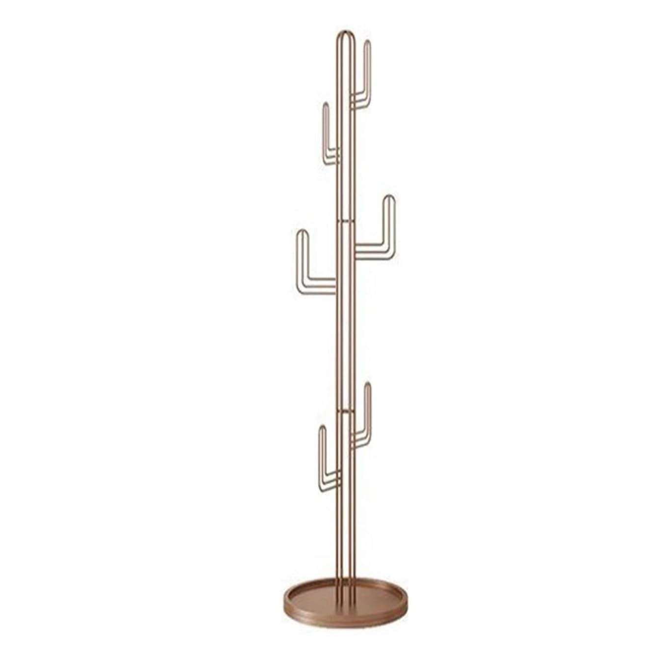 Dh2yjnbf3 Standing Clothing Stand Freestanding Coat Hanger Garment Racks With Stable Round Base Cactus Shape For Clothes Hats, Bags Fo Hallway(Gold)