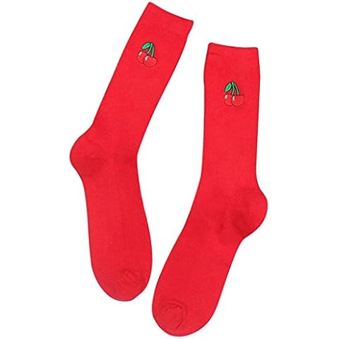 Bibabo25 Women Girls Cute Cartoon Fruit Embroidery Hosiery Cotton Elastic Knitting Socks Cover