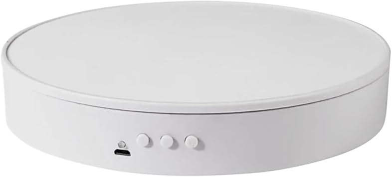Rotating Display, Turntable, 15cm 360 Degree 5V Electric Automatic Rotation Photo Rotating Display Stand, Low Noise for Photography, JewelryRemote-Controlled White Velvet