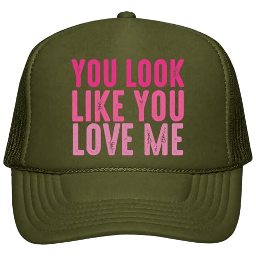 Image of You Look Like You Love Me Trucker Hat Country Song Lyrics Adult Classic 5 Panel Mesh Snapback