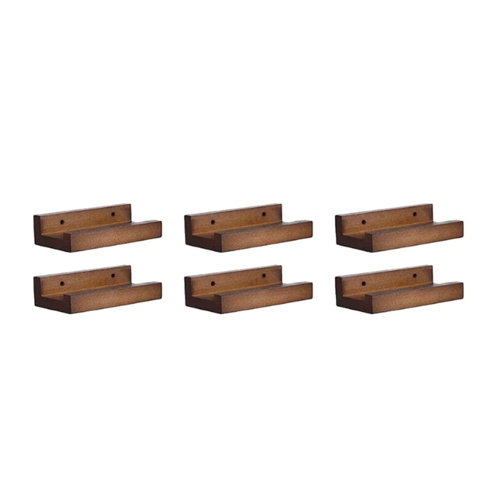 Onchdbfhuu Wall Mount Record Holder Vinyl Record Shelf 6pcs Wood Display Shelves Record Album Holders
