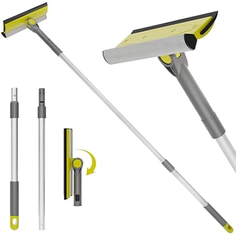 Jetshine Window Squeegee for Home, 2-in-1 Window Cleaner Tool with Multiple Angles, Squeegee for Window Cleaning Kit, Window Washing Kit with Extension Pole(30-42'') Cover