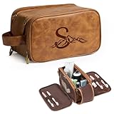 Janhavi Large Waterproof Travel size Toiletries Bag, Customized Gifts for Men, Makeup Organizer, Mens Toiletry Travel Bag, Men's Accessories, Travel Essentials for Men (Brown S)