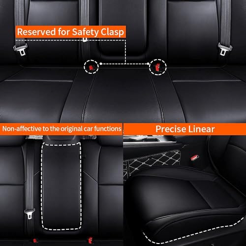 AOMSAZTO Car Seat Cover Custom Fit for Honda Accord LX 2018 2019 2020 2021 2022 Faux Leather Full Set Compatible Airbag Waterpoof All Season Protection Seat Protector Black