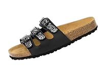 Lico Damen Bioline Flower Pantoletten, Schwarz Silber, 39 EU