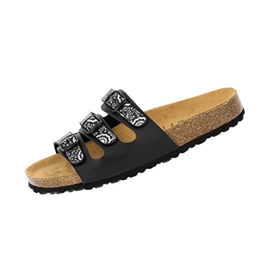 Lico BIOLINE FLOWER Damen Pantoletten, Schwarz/ Silber, 39 EU