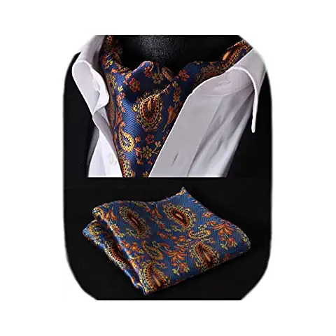 HISDERN Cravate Ascot Bleu/Orange Cover