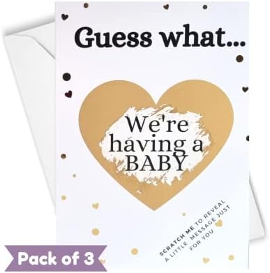 3 Pack Pregnancy Announcement Cards Baby Reveal Scratch Cards: Guess What... We're Having a BABY Surprise Novelty Gift Idea Scratchcards for New Dad Grandparents