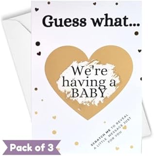 3 Pack Pregnancy Announcement Cards Baby Reveal Scratch Cards: Guess What... We're Having a BABY Surprise Novelty Gift Idea Scratchcards for New Dad Grandparents