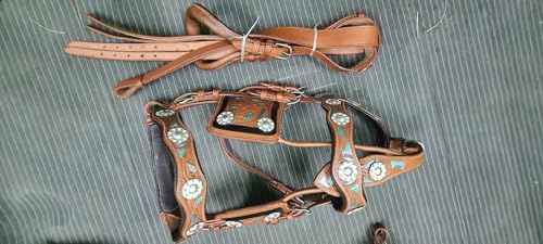 Leather Ride Leather Driving Harness for Single Horse Cart with Bridle, Reins, Traces, Breast Pad, Neck pad, Crupper & Breeching (-Brown Shetland) - Thumbnail 7