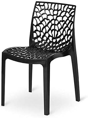 Web Designer Plastic Outdoor Chair (Set of 2, Black)