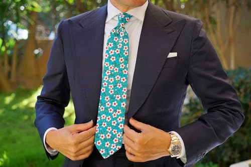 Image of OTAA Floral Necktie Casual Ties for Men - Perfect Neck Tie for Groomsmen Wedding Ties or Formal Occasions