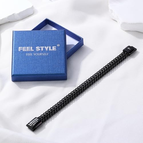 FEEL STYLE Mens Cross Bible Verse Bracelet Chain - Stainless Steel Christian Jesus Scripture Black Men's Bracelets - Religious Gifts for Men Boyfriend (Matthew 28:20) by FEEL STYLE - Used condition - Image 7