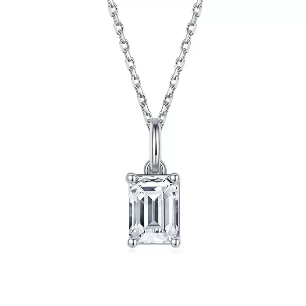 Collier pendentif rectangulaire moissanite 1 carat argent 925
