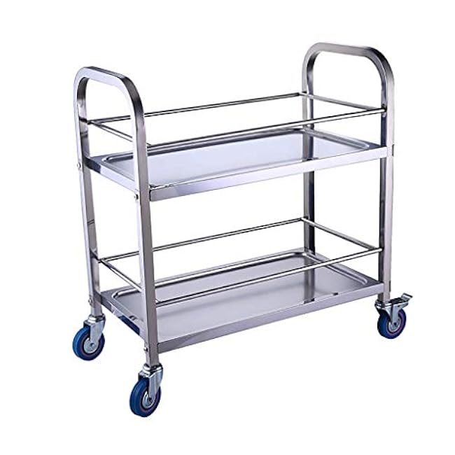 Trolley Multi-Layer Stainless Steel Trolley with 2 Locking Wheels Kitchen Trolley Serving Cart Catering Storage Shelf for Hotel Restaurant Home Hospital-987opdYU