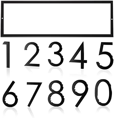 House Address Plaques Metal Address Sign House Numbers Mailbox Number Personalized Address Signs for House Home Hotel Office Garden Decorative Wall Plaque Housewarming Gift (11.81 X 3.15, Black)