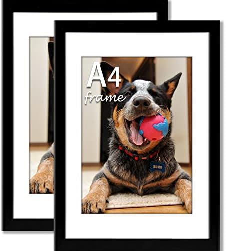 8x10 Photo Frame 4 Pack, Photo Frame for Tabletop and Wall Mounting Display, with Plexi Glass, Black 10x8 inch Picture without Mat, or 5x7 with Mat, with Horizontal and Vertical Format